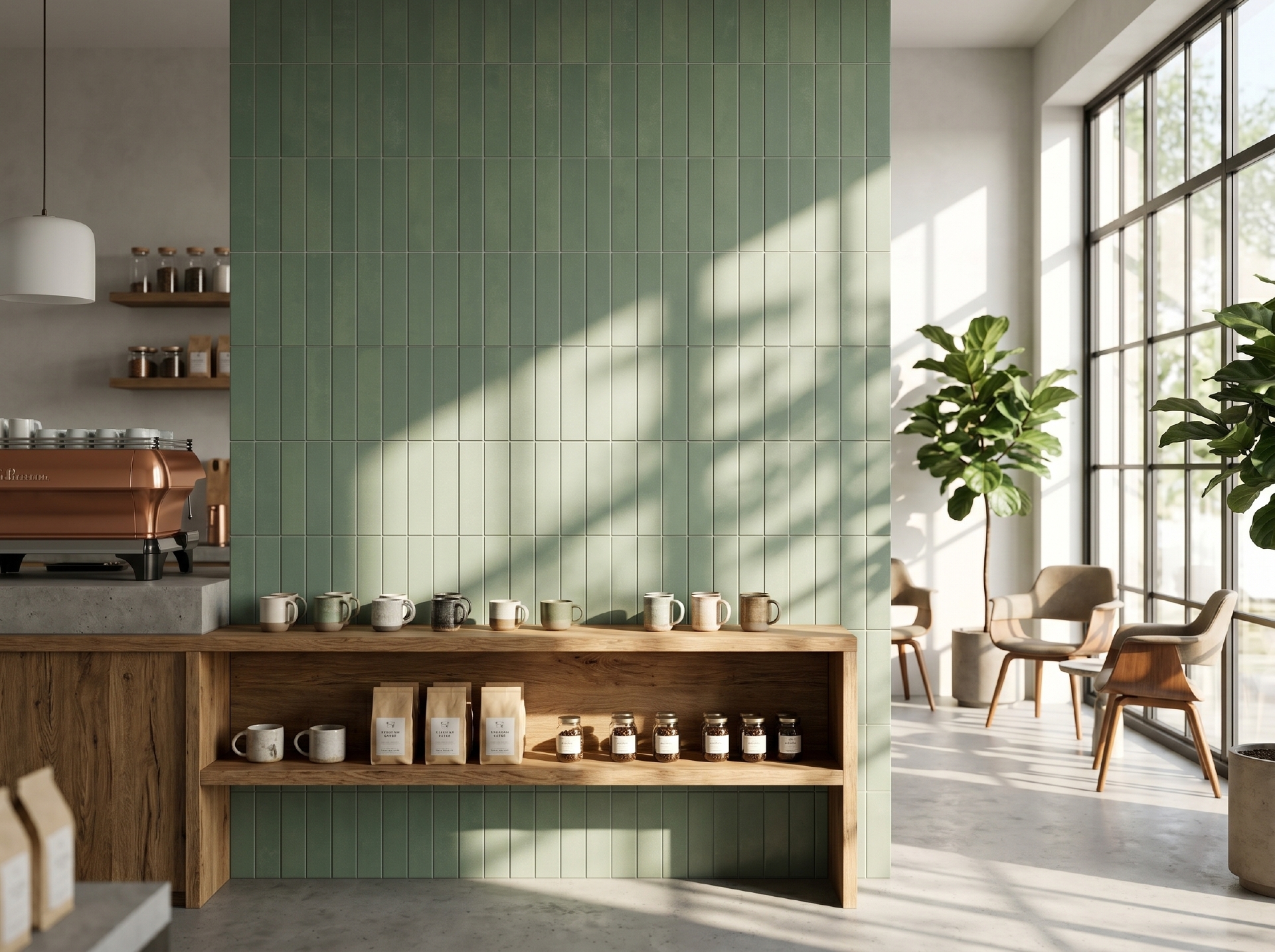 Tường phòng tắm ốp gạch Surrey 75x300mm xếp so le