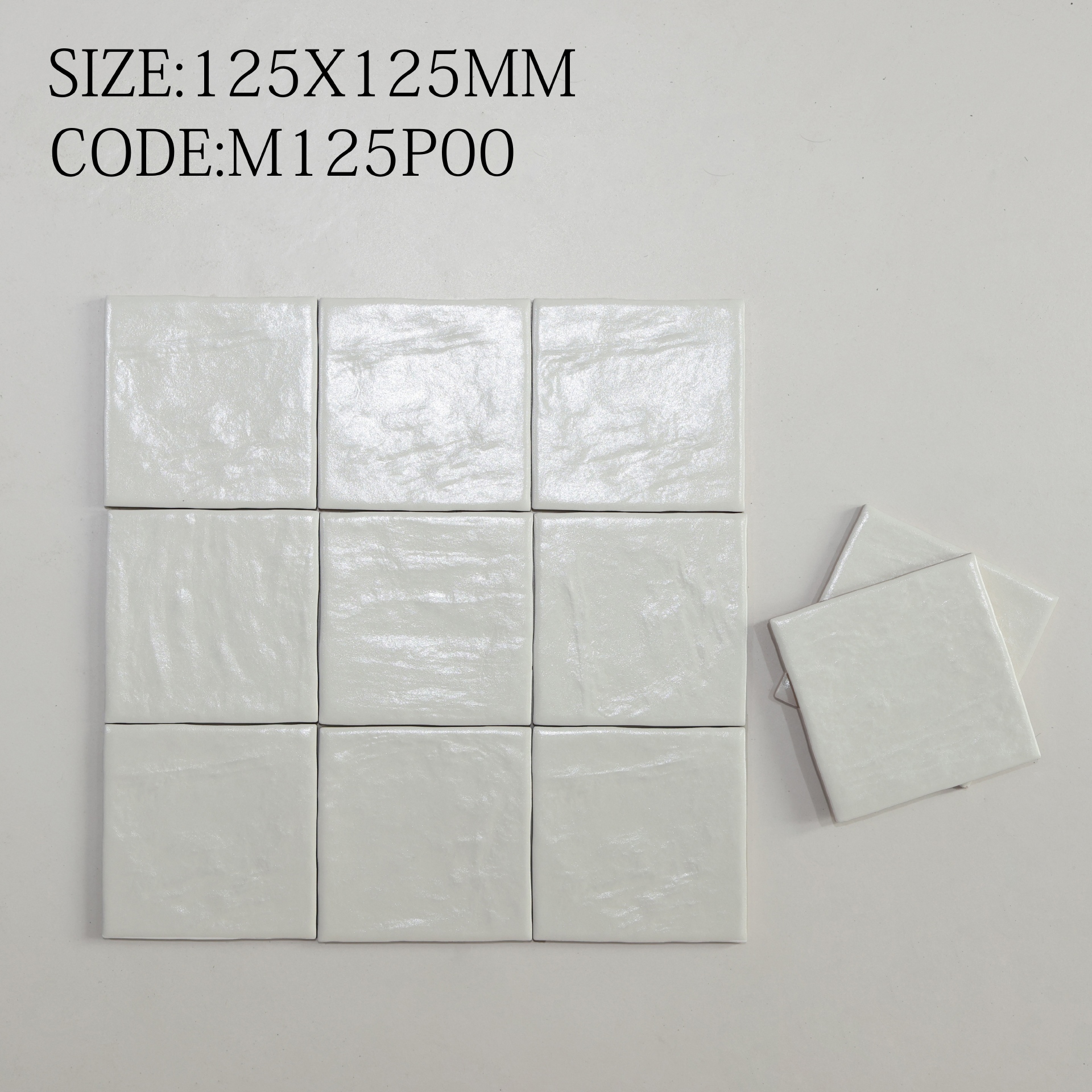 Tường nội thất ốp gạch vuông 125x125mm ghép lưới