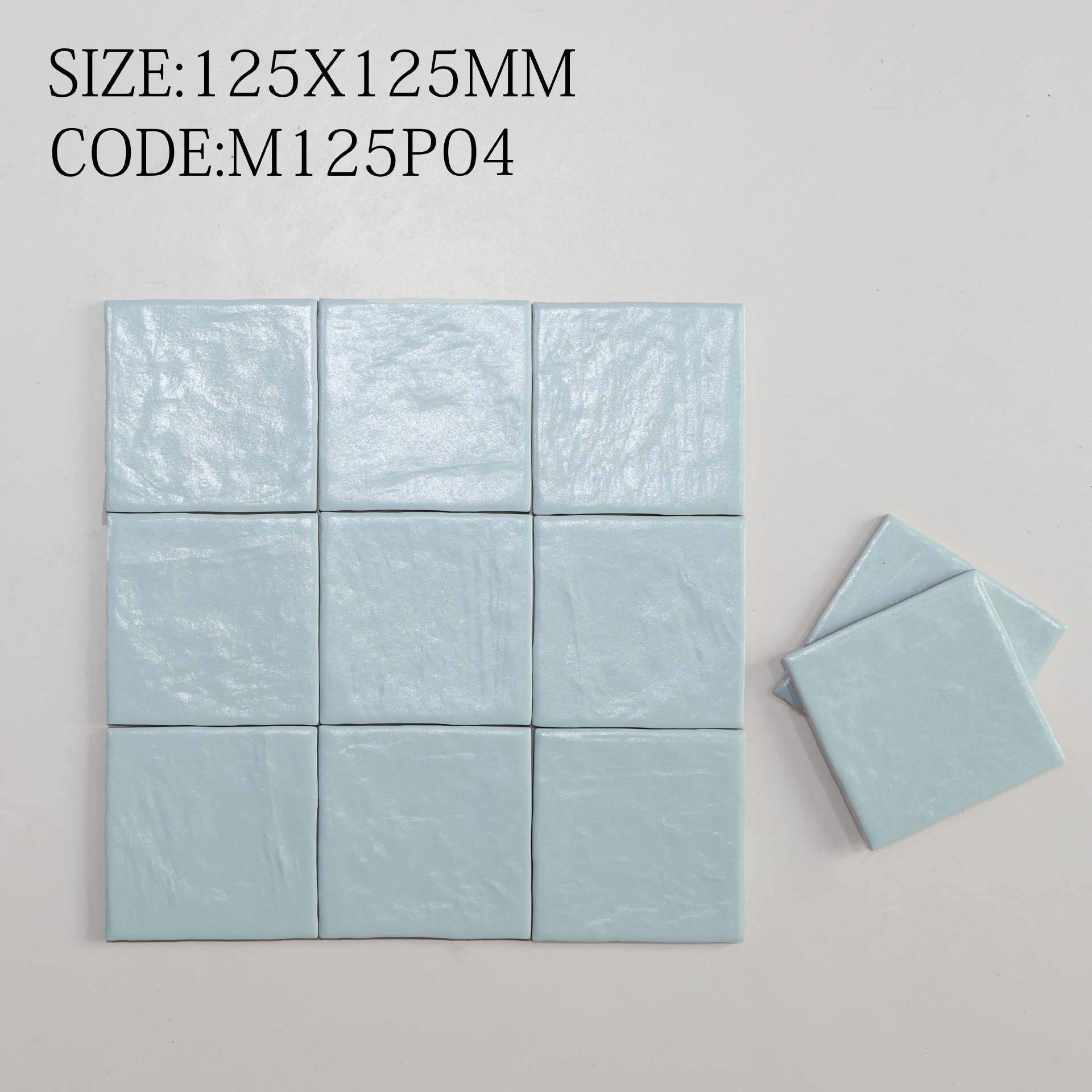 Bảy màu gạch 125x125mm từ trắng kem tới xanh lá nhạt và đen