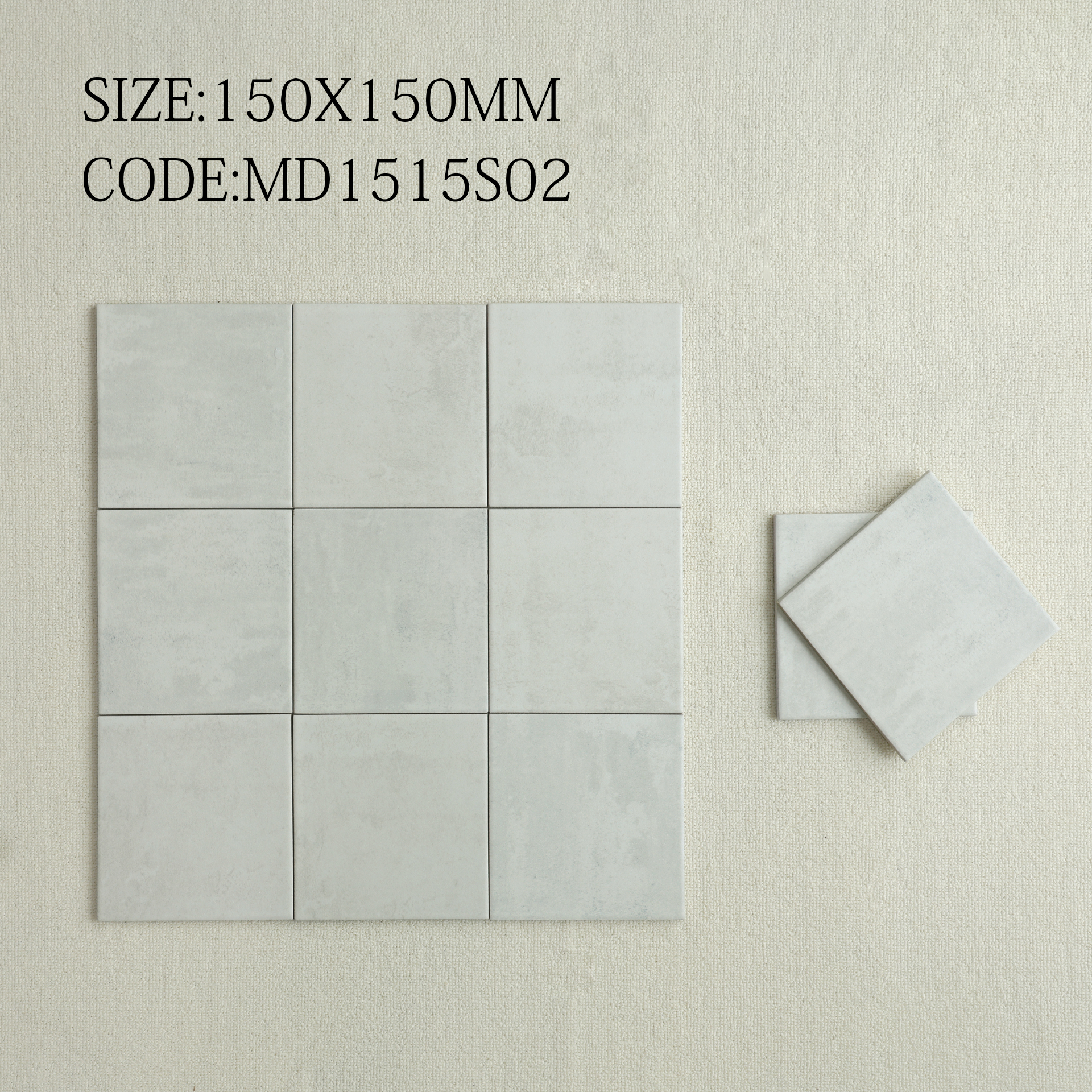Tường bếp ốp gạch porcelain 150x150mm tông đỏ gạch mờ