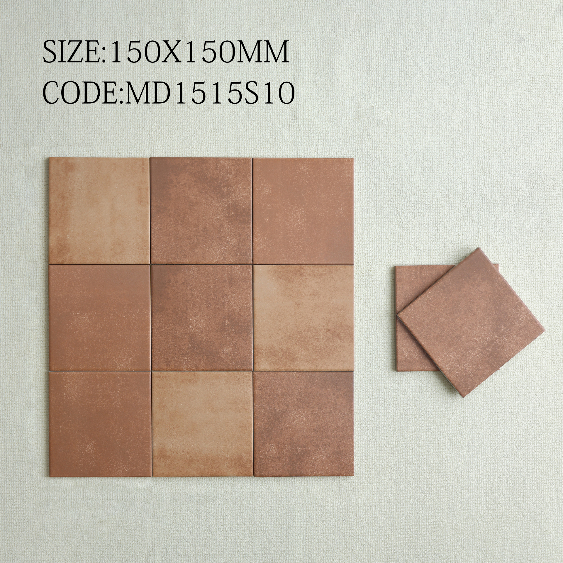 Viên gạch porcelain 150x150mm men mờ chụp chính diện