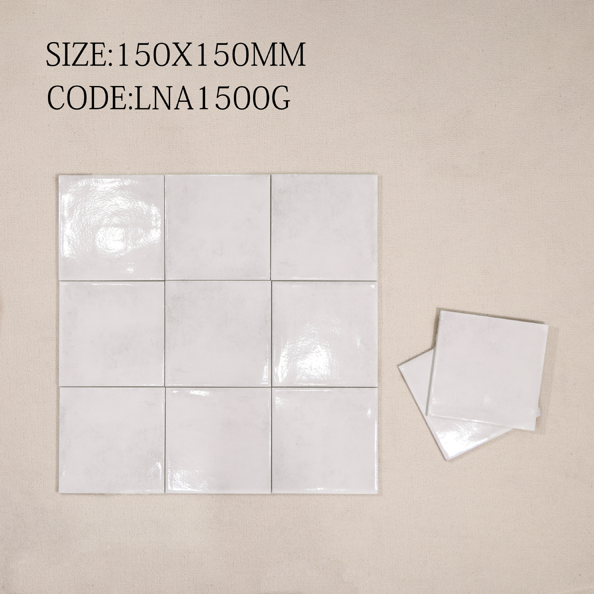 Mảng tường nội thất ốp gạch gợn sóng bóng 150x150mm tông xanh