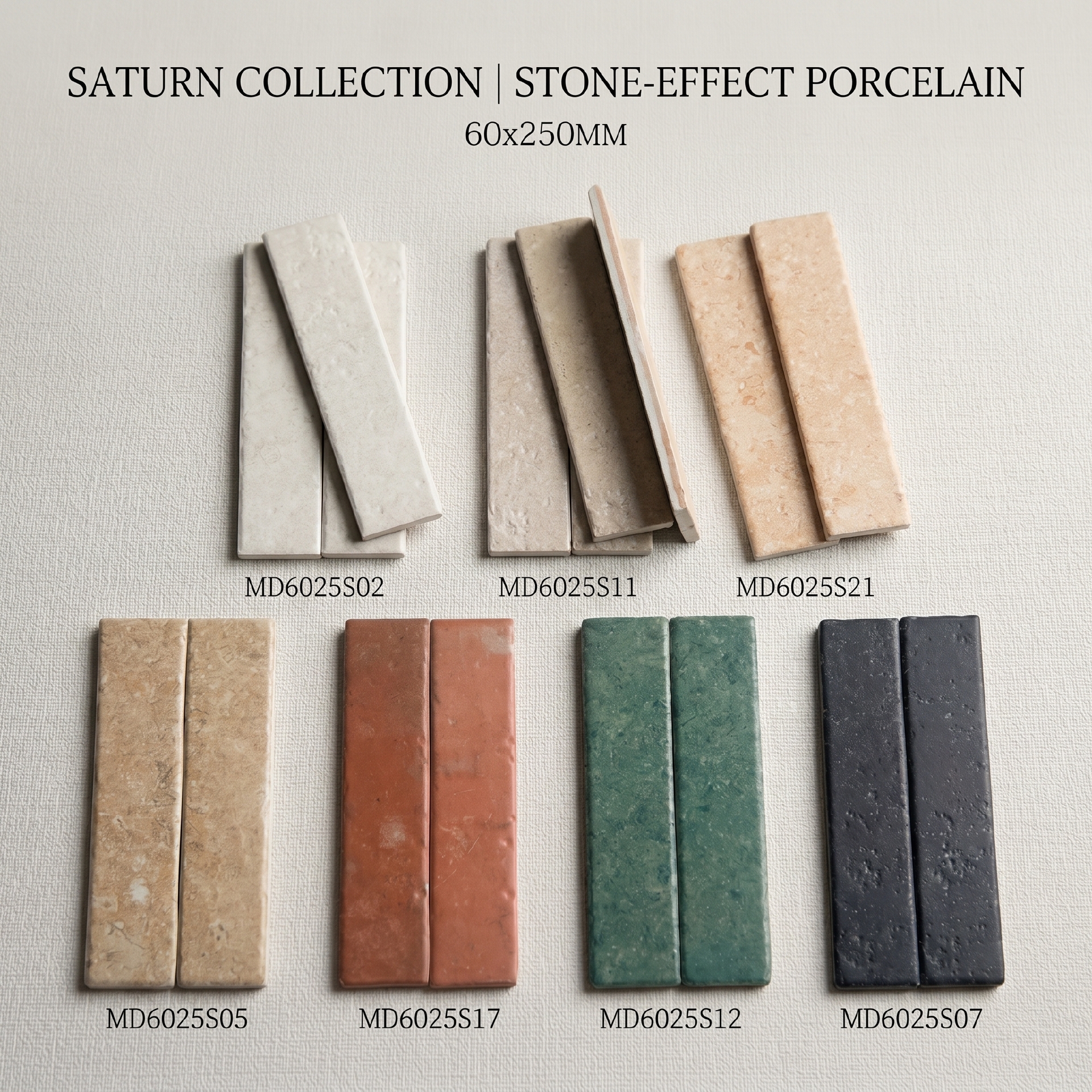 Viên gạch thẻ porcelain 60x250mm vân đá vôi chụp chính diện