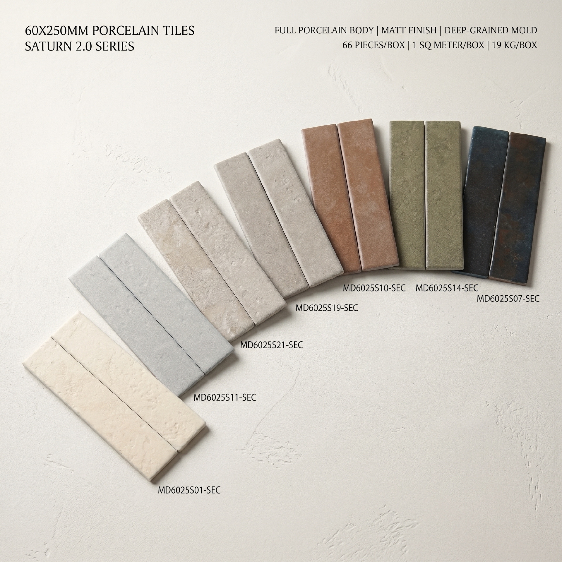 Viên gạch thẻ porcelain 60x250mm đá vôi chụp chính diện