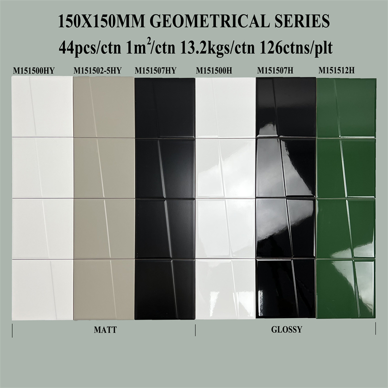 Tường phòng tắm ốp gạch ceramic tạo khuôn 150x150mm