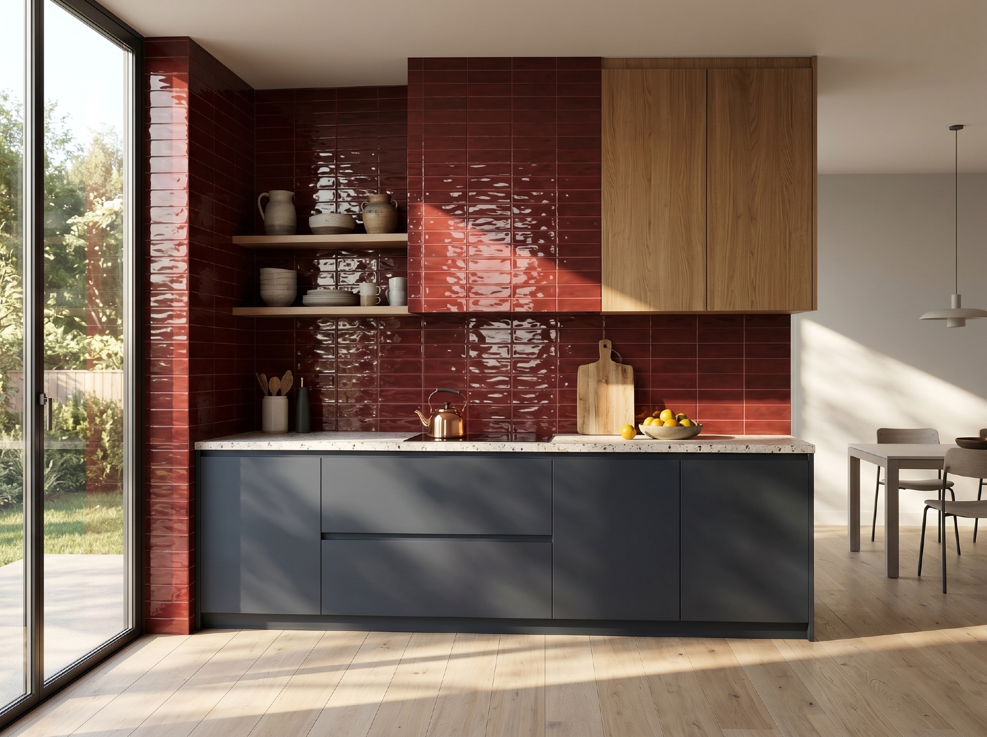 Dải chín mã màu gạch thẻ ceramic 75x300mm xếp cạnh nhau