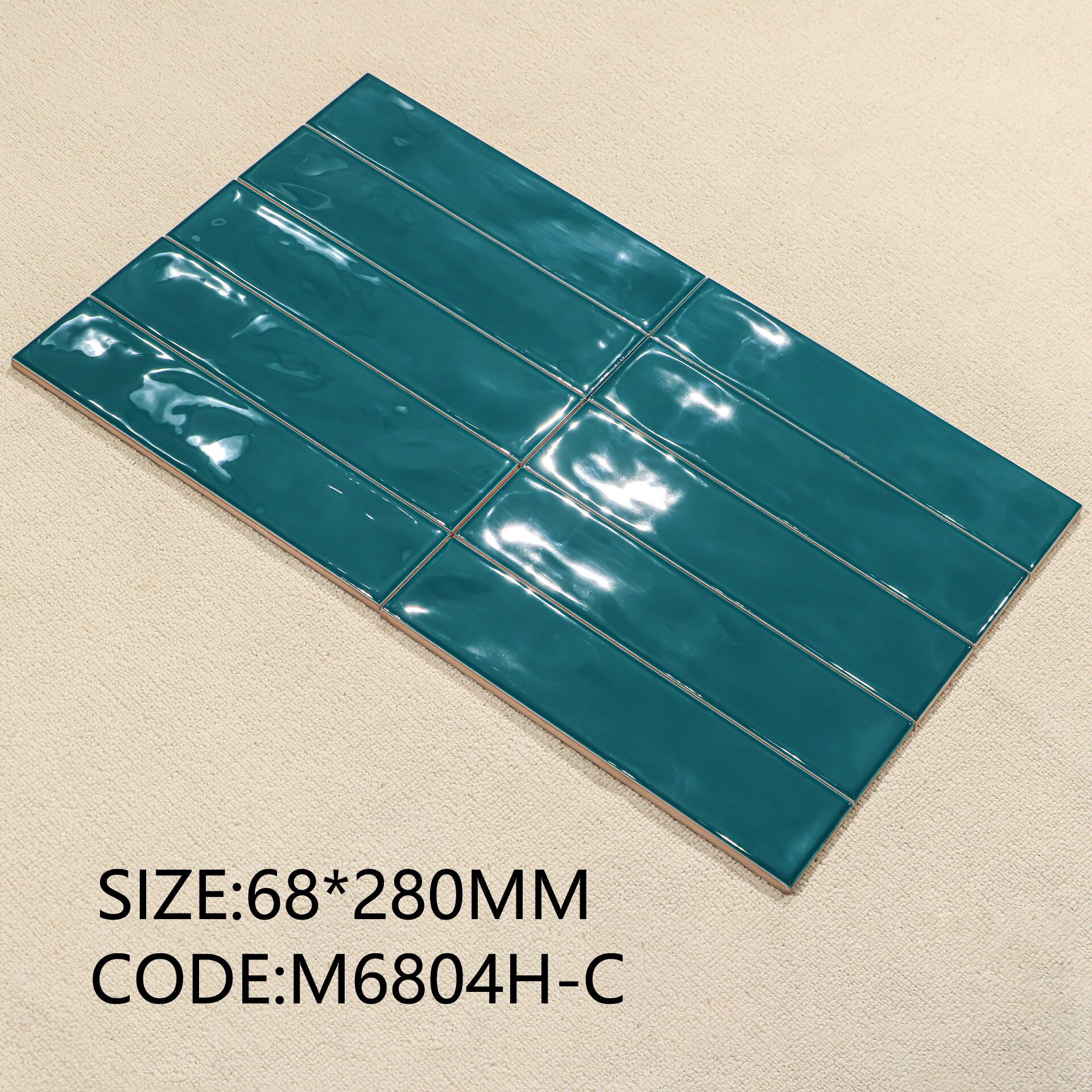 Gạch thẻ ceramic 68x280mm chụp chính diện nguyên viên