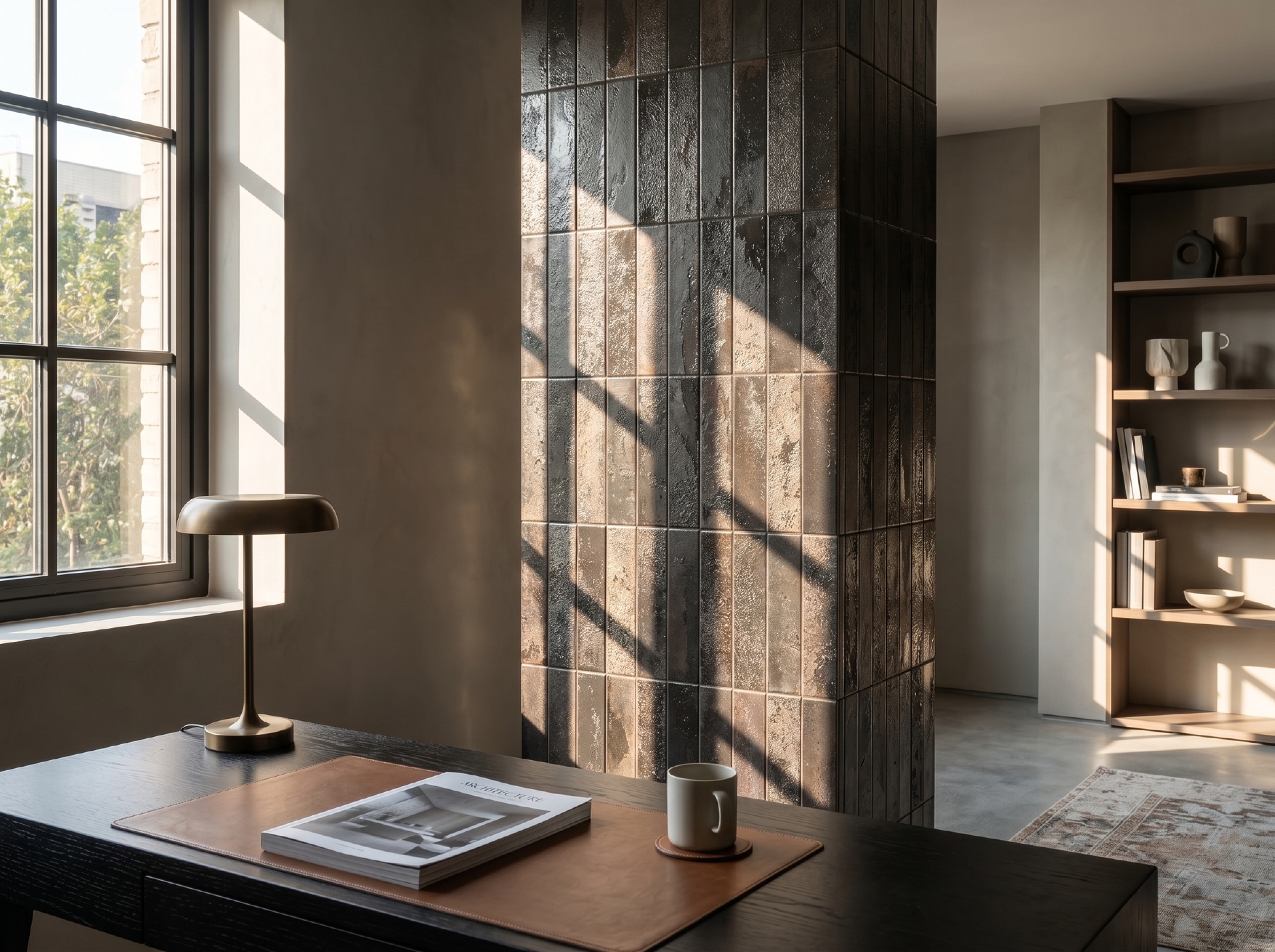 Gạch porcelain 75x300mm phủ hạt cát chụp chính diện nguyên viên