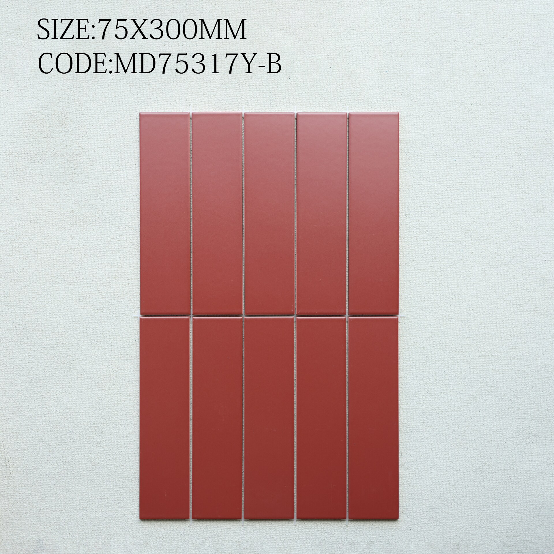 Gạch porcelain 75x300mm men mờ chụp chính diện nguyên viên