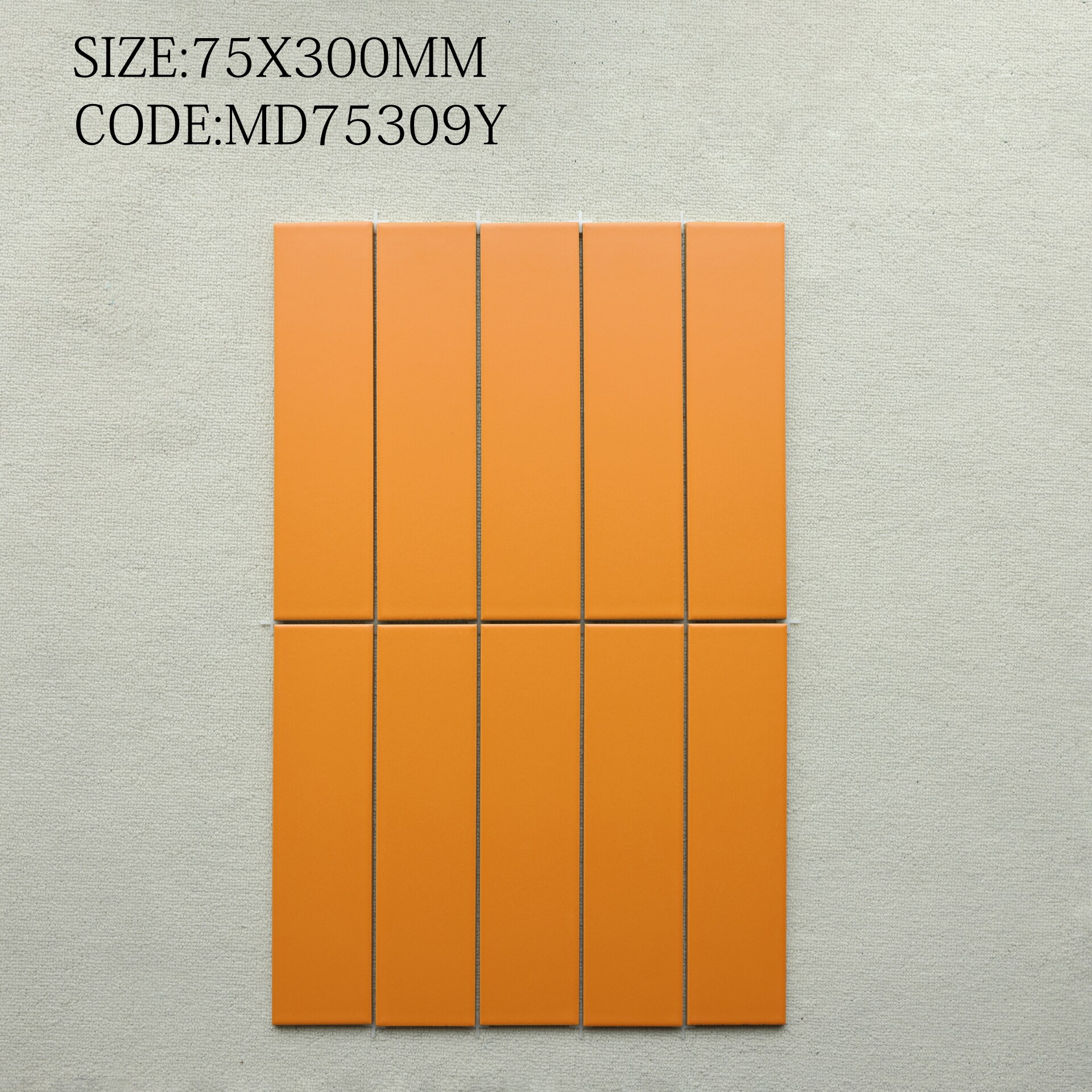 Tường trong nhà ốp gạch 75x300mm men mờ xếp lưới sát mạch