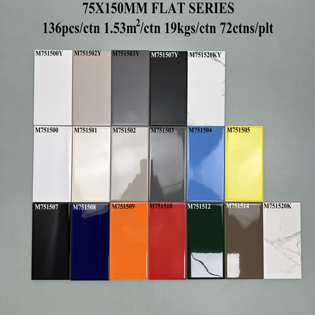 Gạch thẻ 75x150mm chụp chính diện cả viên trên nền sáng
