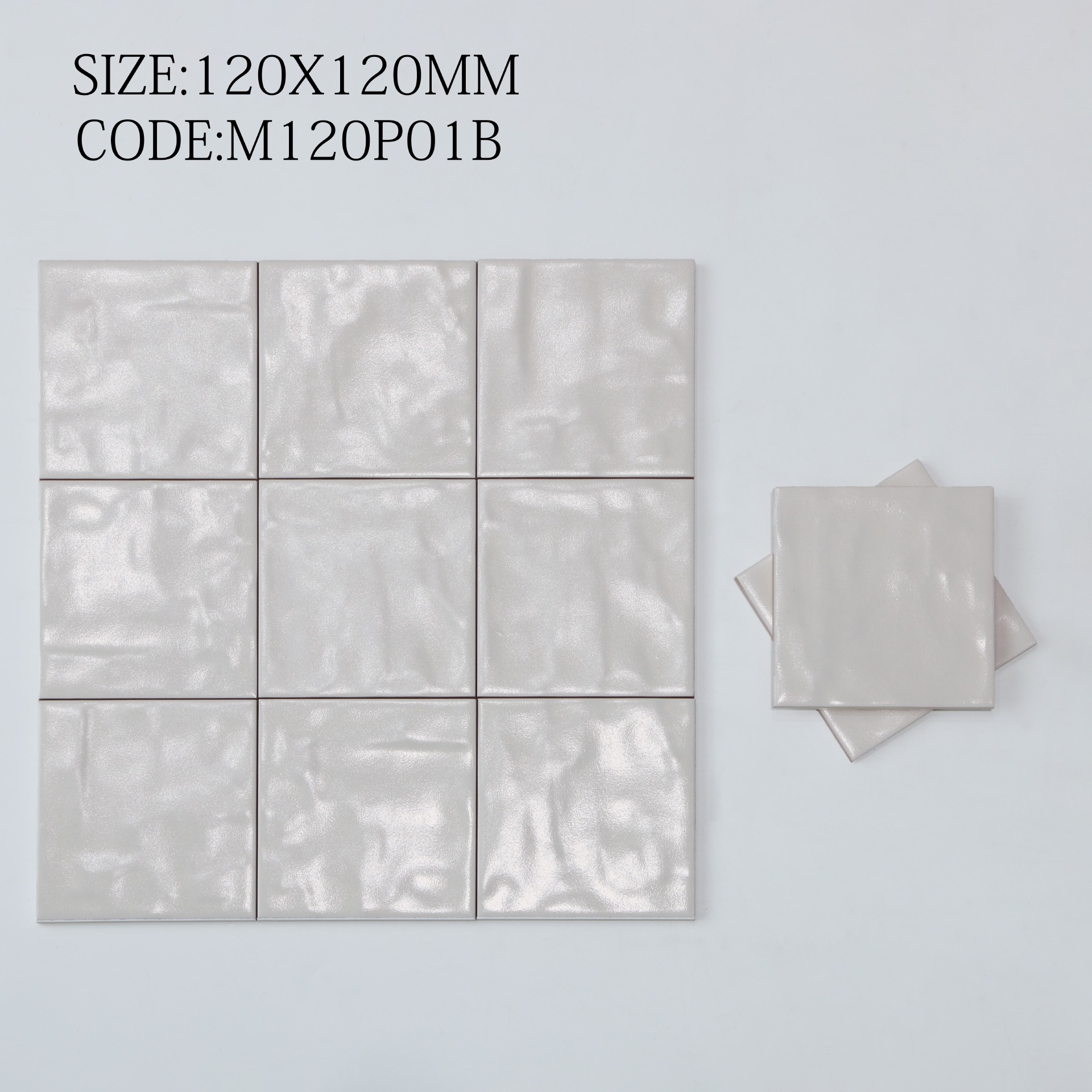 Viên gạch ceramic 120x120mm chụp chính diện trên nền sáng