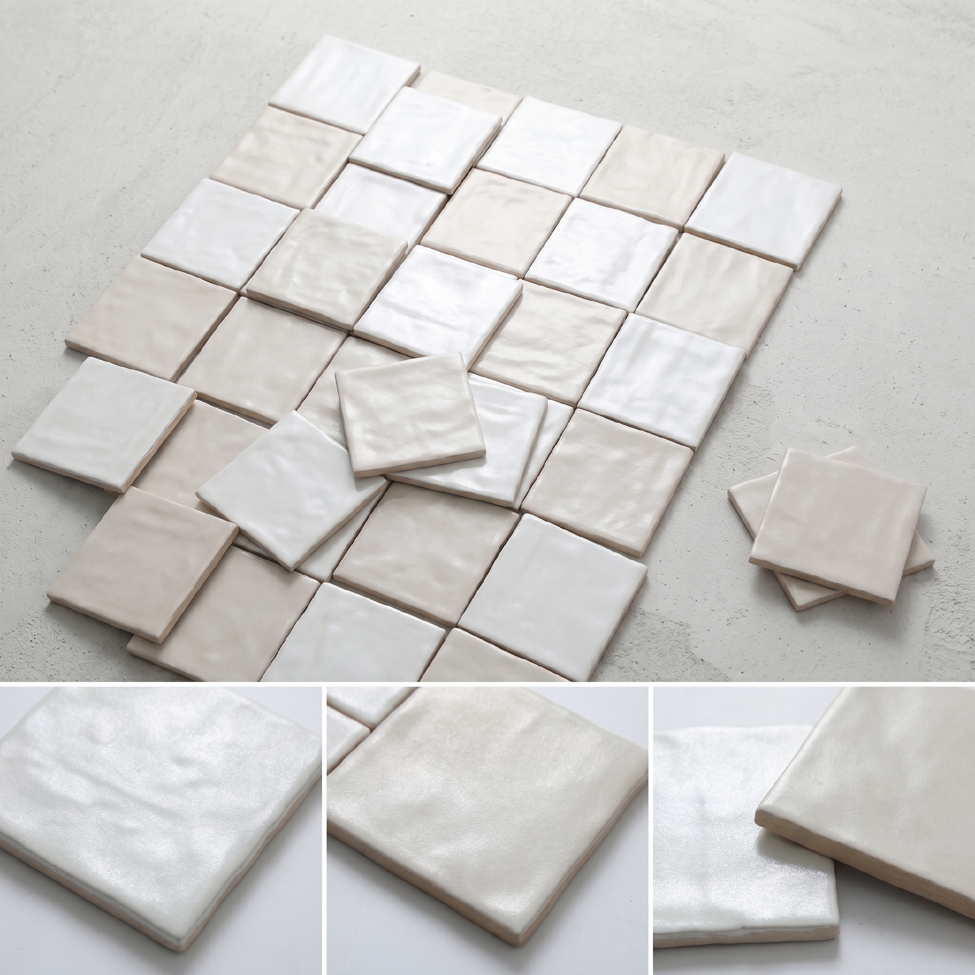 Mảng tường trong nhà ốp gạch 120x120mm ghép lưới đều