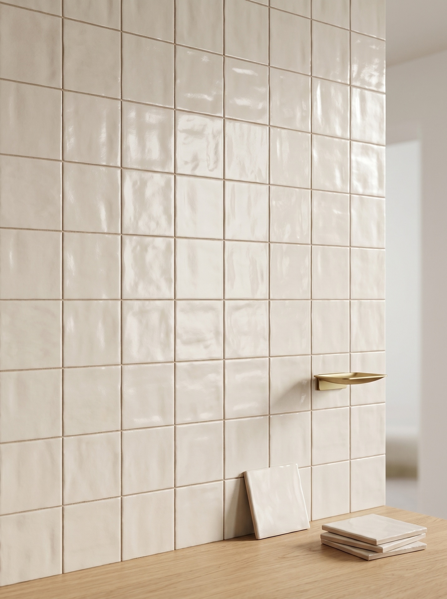Màu trắng và be của gạch ceramic 100x100mm đặt cạnh nhau