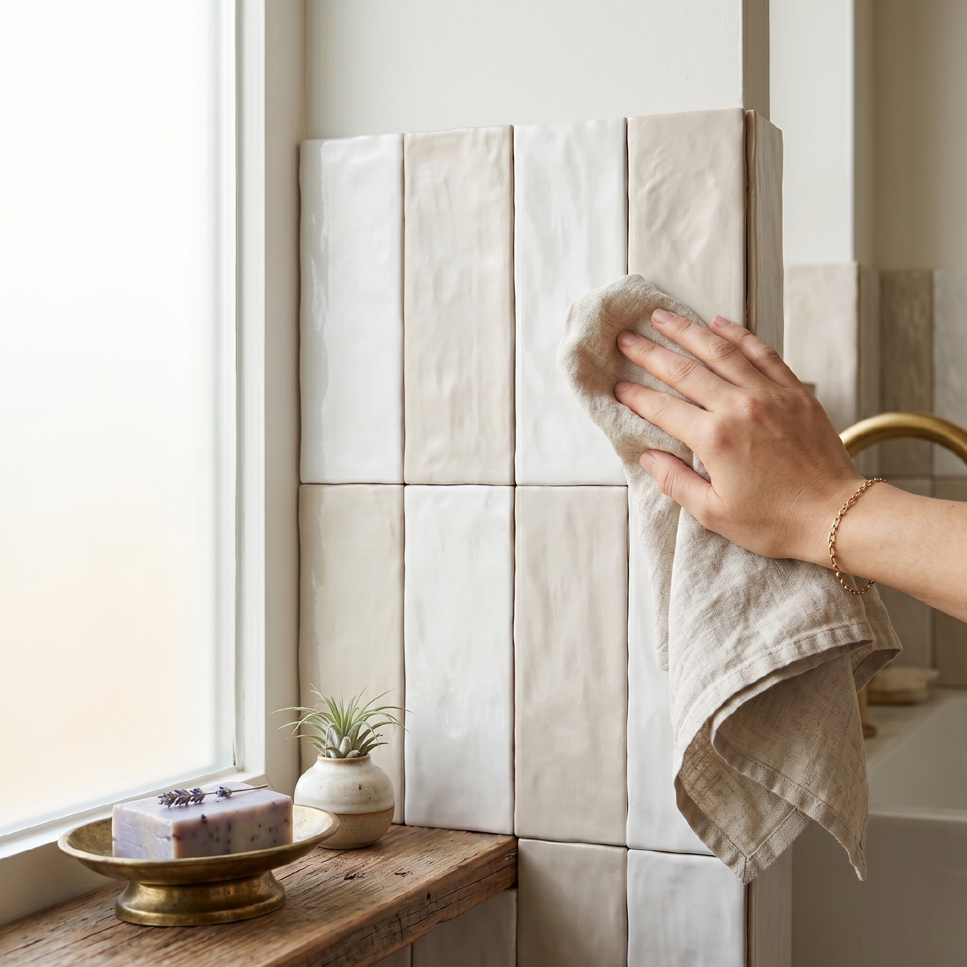 Viên gạch ceramic 65x200mm chụp chính diện trên nền trung tính