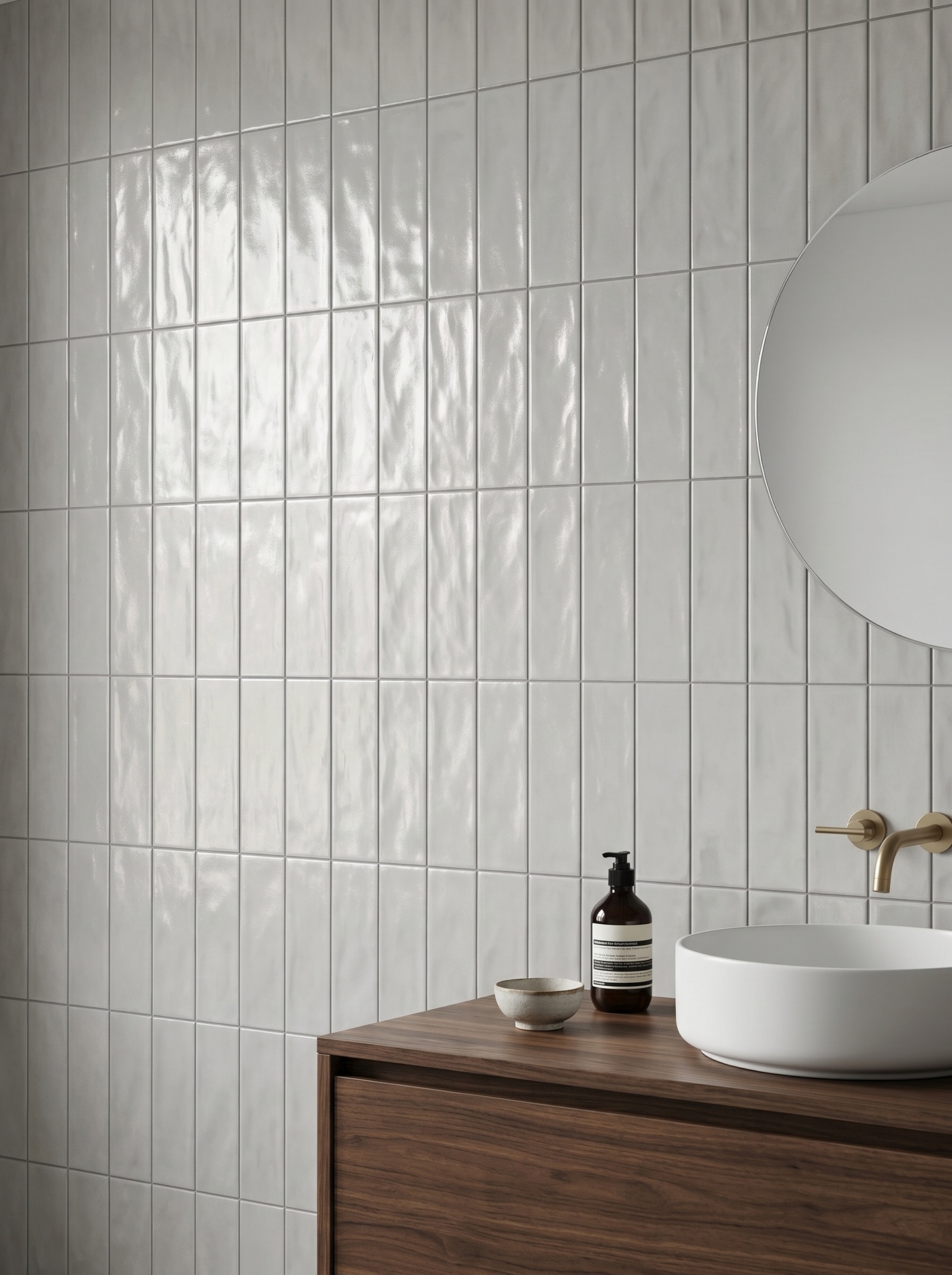 Màu trắng và be của gạch ceramic 60x253mm đặt cạnh nhau