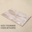 Tường trong nhà ốp gạch Vesta 75x300mm ghép xương cá