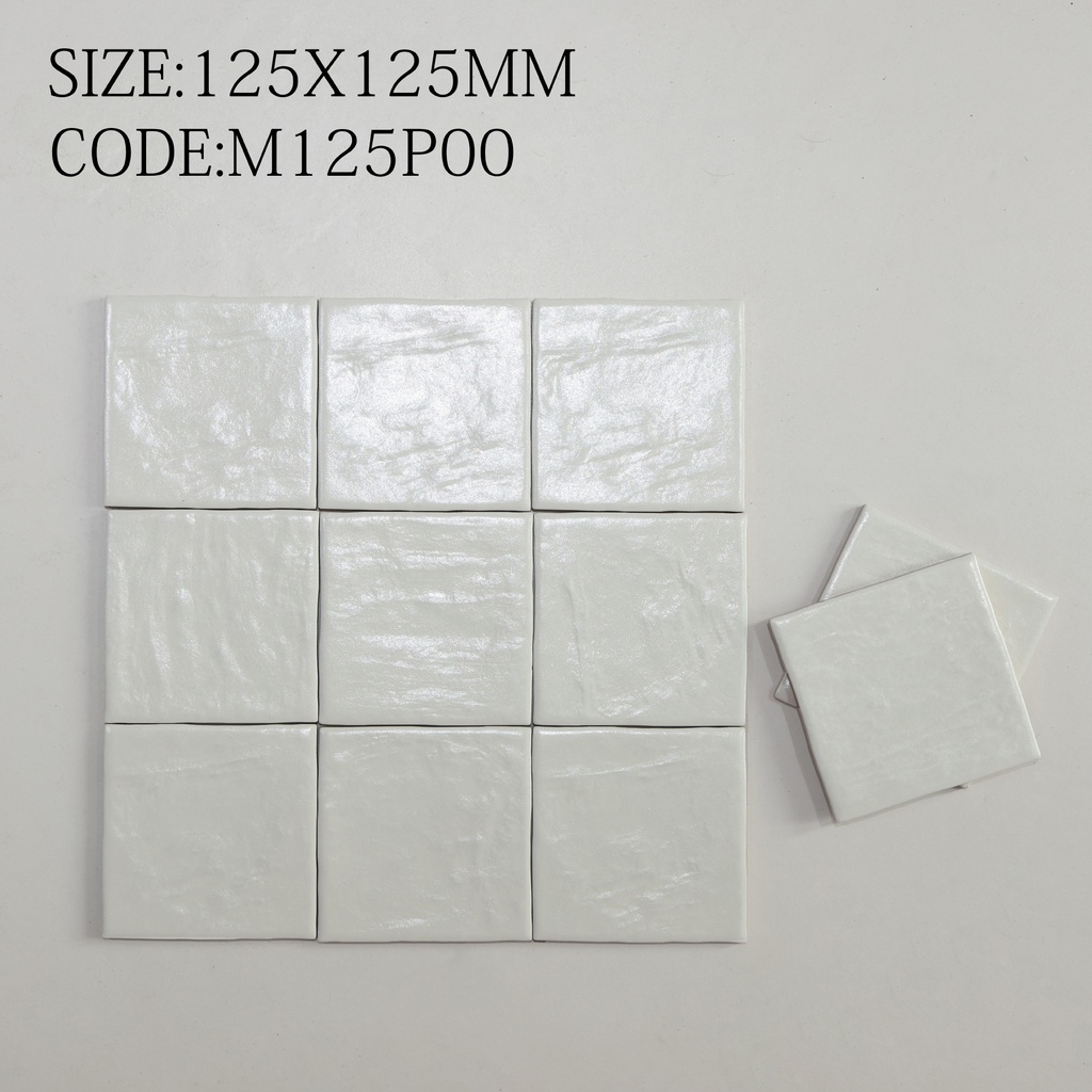 Tường nội thất ốp gạch vuông 125x125mm ghép lưới