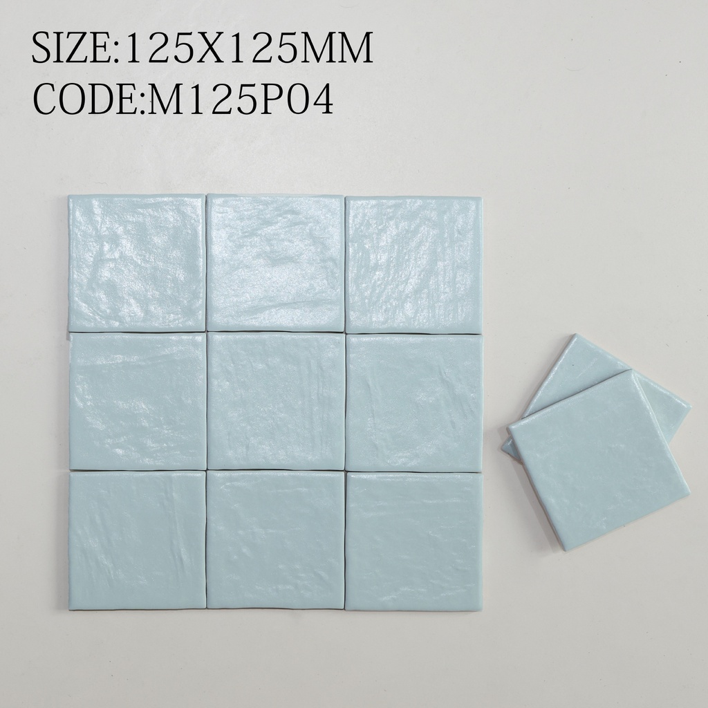 Bảy màu gạch 125x125mm từ trắng kem tới xanh lá nhạt và đen