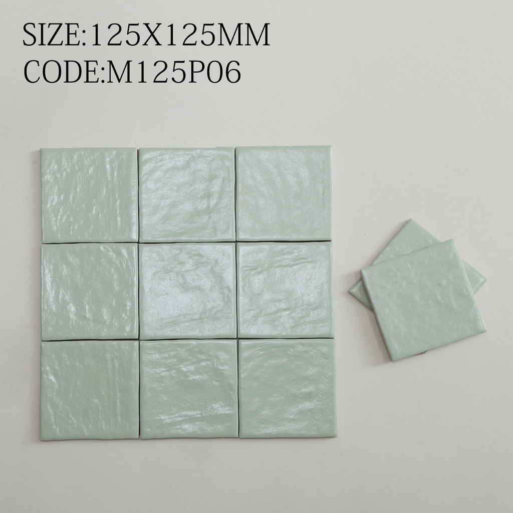 Viên gạch ceramic 125x125mm cạnh thủ công chụp chính diện
