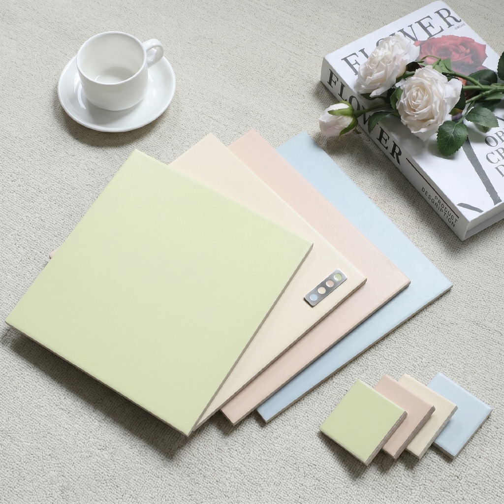 Viên gạch porcelain 200x200mm màu trơn chụp chính diện