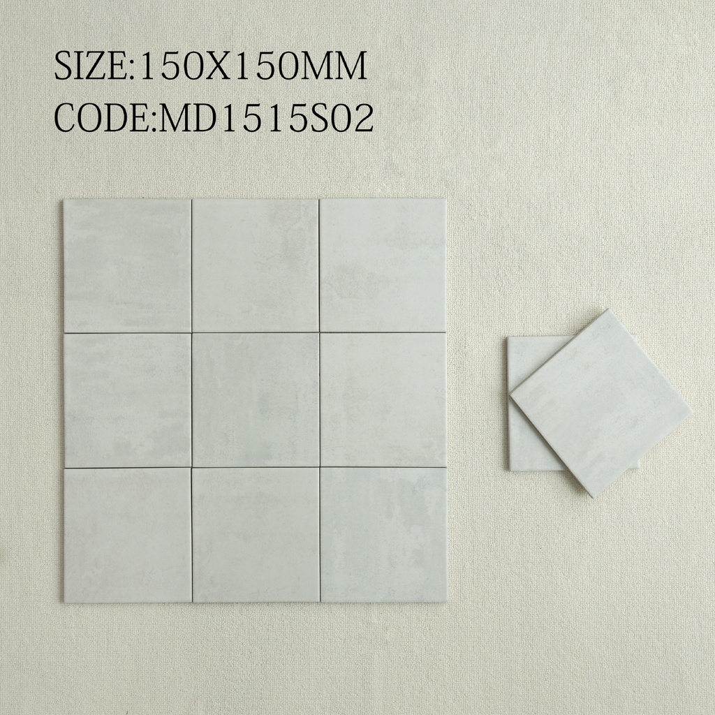 Tường bếp ốp gạch porcelain 150x150mm tông đỏ gạch mờ