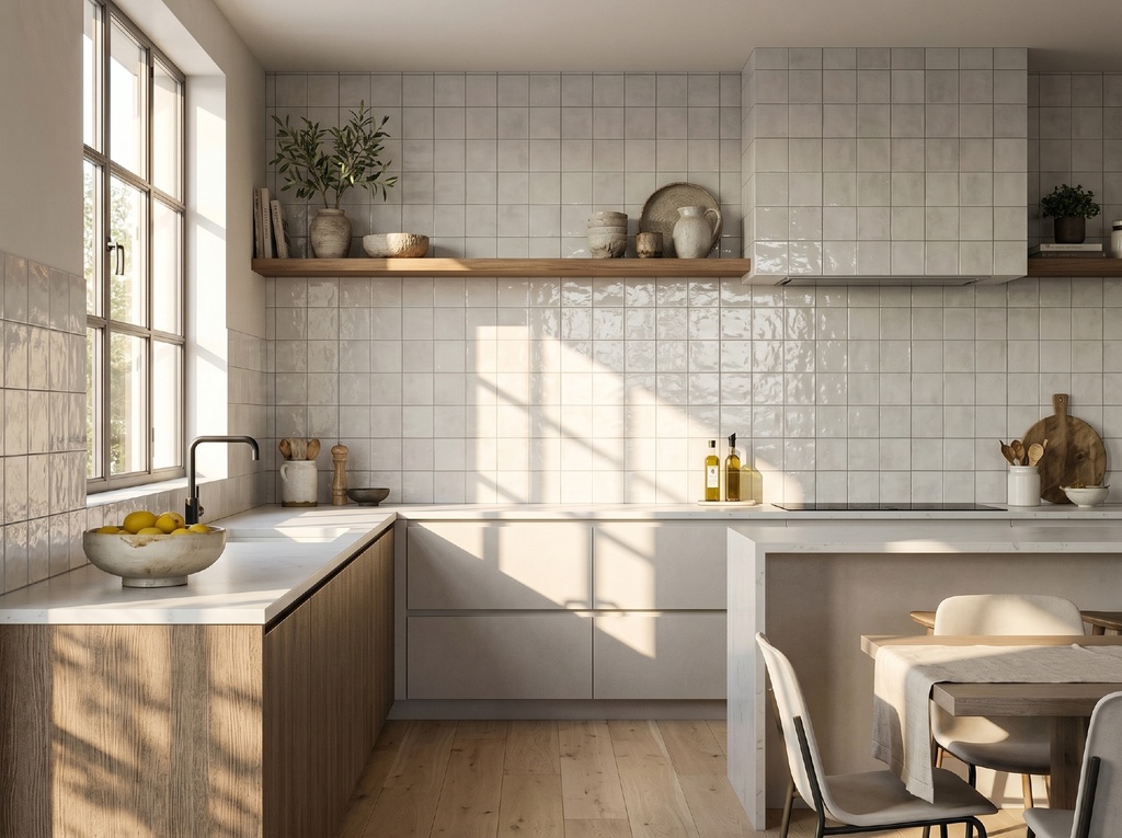 Viên gạch porcelain 150x150mm bóng gợn sóng chụp chính diện