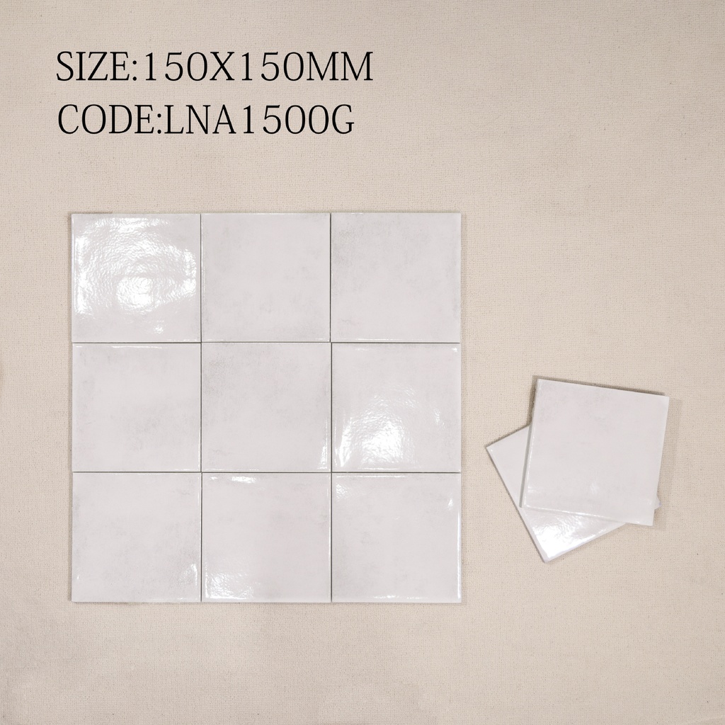Mảng tường nội thất ốp gạch gợn sóng bóng 150x150mm tông xanh