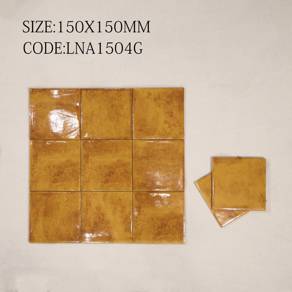 Viên gạch porcelain 150x150mm bóng gợn sóng chụp chính diện