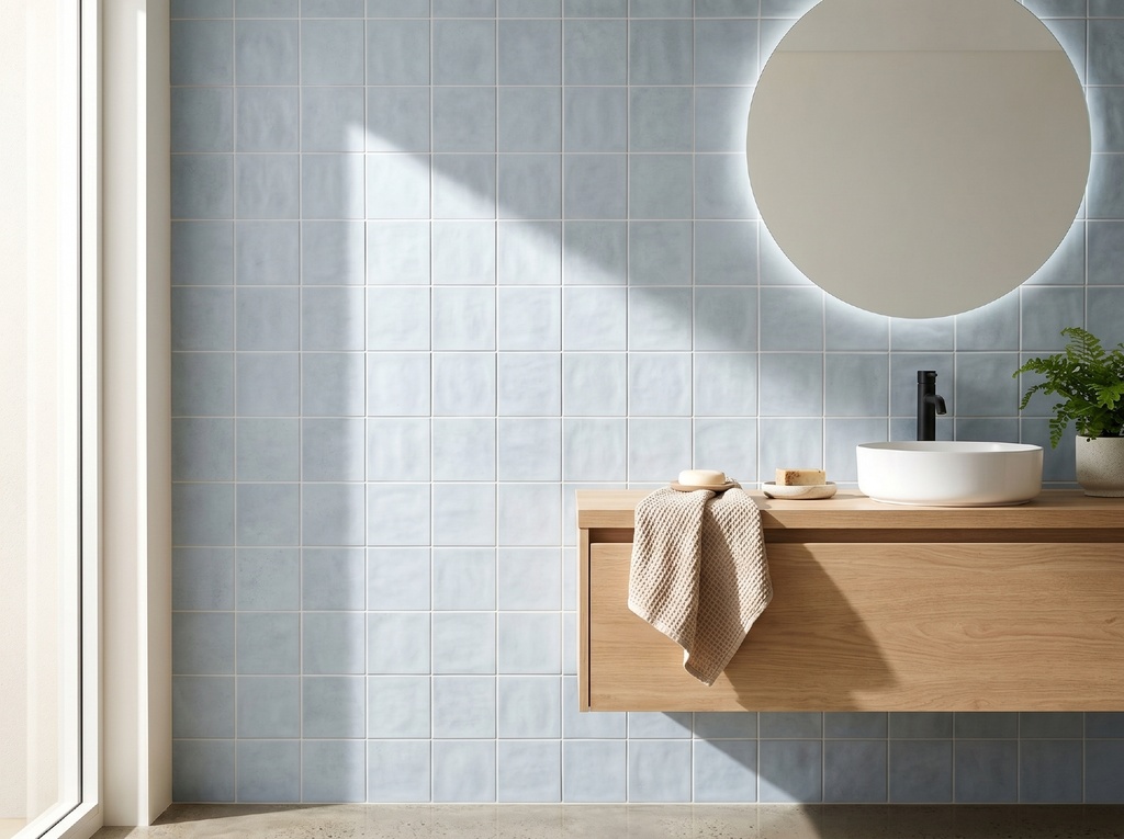 Viên gạch porcelain 150x150mm mờ gợn sóng chụp chính diện
