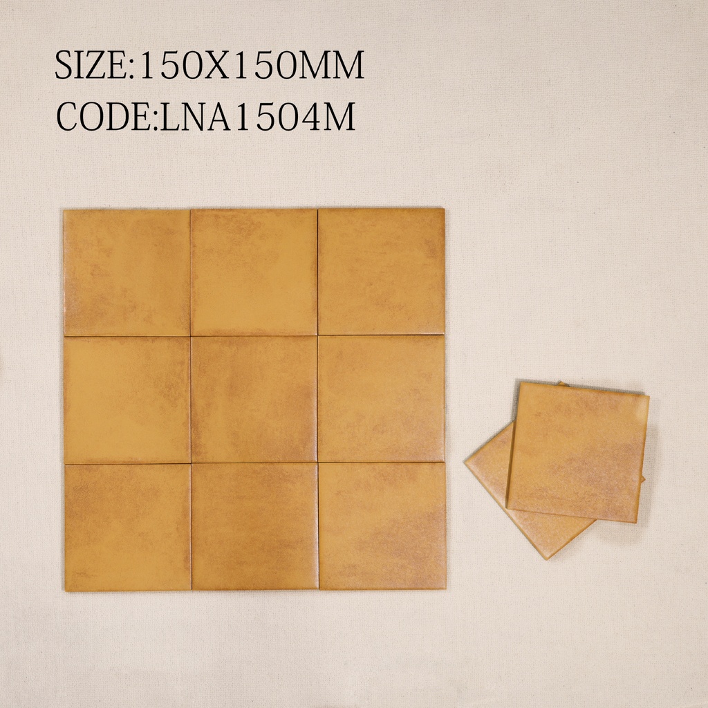 Viên gạch porcelain 150x150mm mờ gợn sóng chụp chính diện