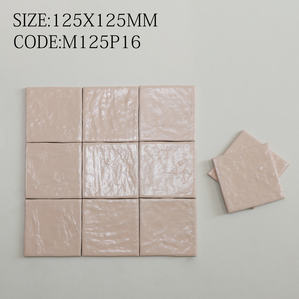 Tường nội thất ốp gạch vuông 125x125mm ghép lưới