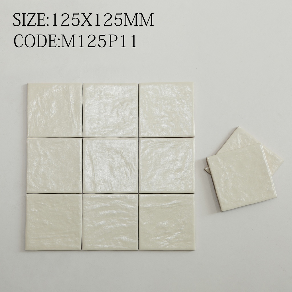 Bảy màu gạch 125x125mm từ trắng kem tới xanh lá nhạt và đen
