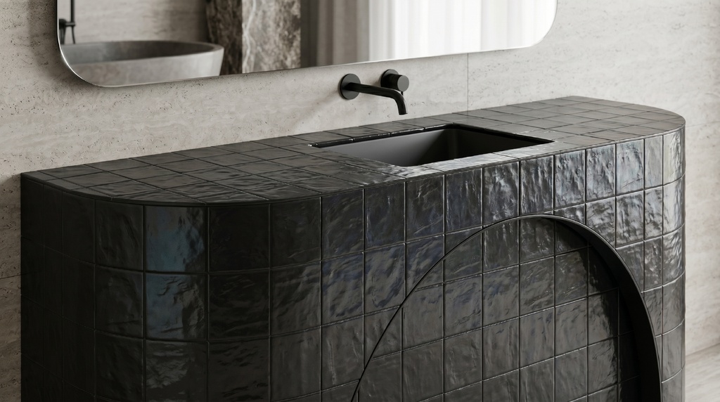 Tường nội thất ốp gạch vuông 125x125mm ghép lưới