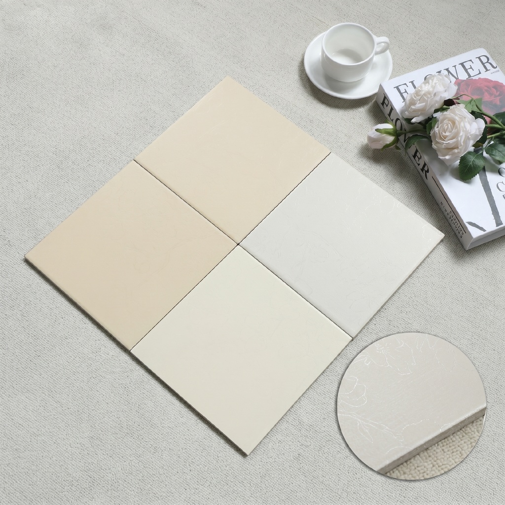 Mảng tường trong nhà ốp gạch porcelain 200x200mm hoạ tiết hoa men mờ