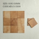 Tường bếp ốp gạch porcelain 150x150mm tông đỏ gạch mờ
