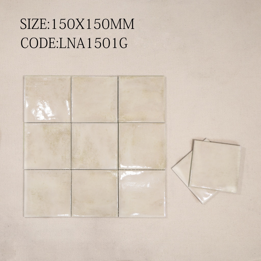 Mảng tường nội thất ốp gạch gợn sóng bóng 150x150mm tông xanh