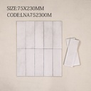 Tường nội thất ốp gạch thẻ 70x230mm xếp so le tông be