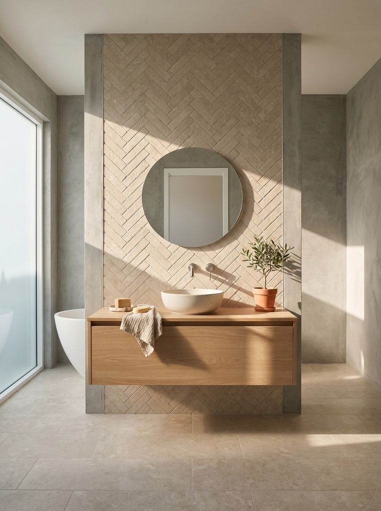 Viên gạch thẻ porcelain 60x250mm đá vôi chụp chính diện
