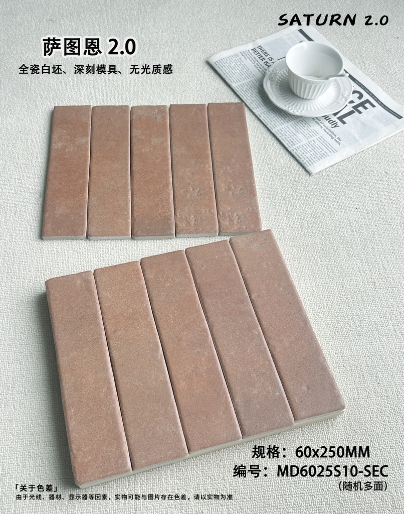 Viên gạch thẻ porcelain 60x250mm đá vôi chụp chính diện