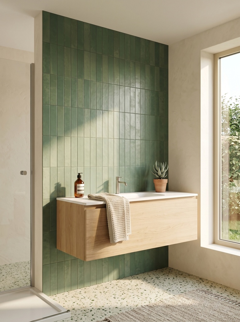 Viên gạch thẻ porcelain 75x300mm mặt phẳng chụp chính diện