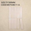 Tường nội thất ốp gạch thẻ 75x300mm xếp so le tông kem