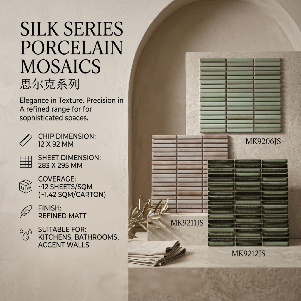 Vỉ gạch mosaic porcelain 293x306mm chụp chính diện