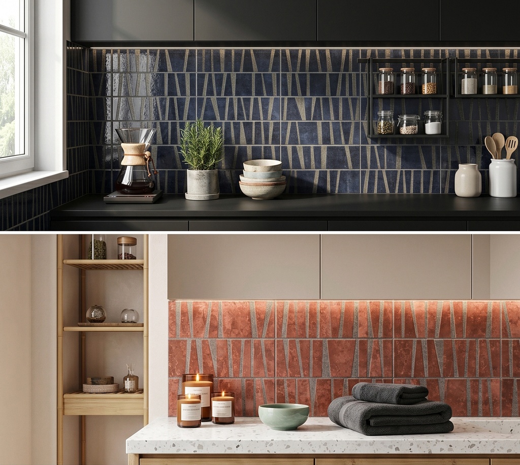 Viên gạch porcelain 75x300mm chụp chính diện thấy rõ hoạ tiết sọc
