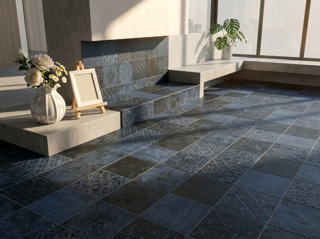 Viên gạch porcelain vuông 150x150mm chụp chính diện