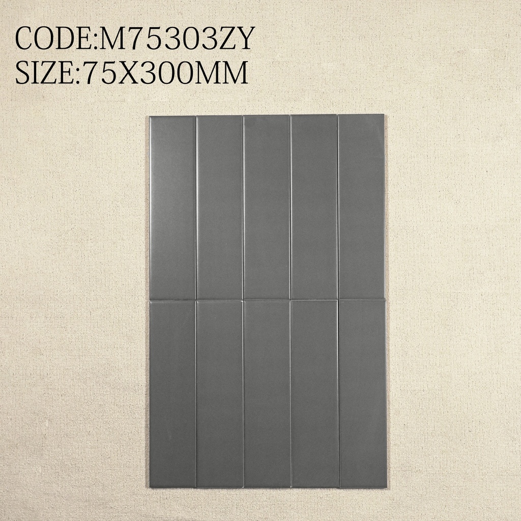 Tường trong nhà ốp gạch ceramic 75x300mm kiểu xương cá