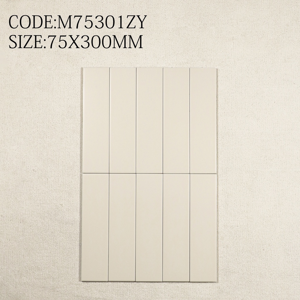 Tường trong nhà ốp gạch ceramic 75x300mm kiểu xương cá