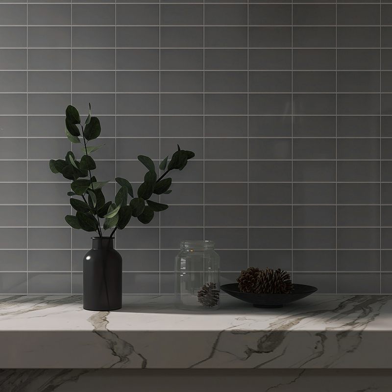 Mảng ốp bếp hoàn thiện bằng gạch thẻ 75x150mm