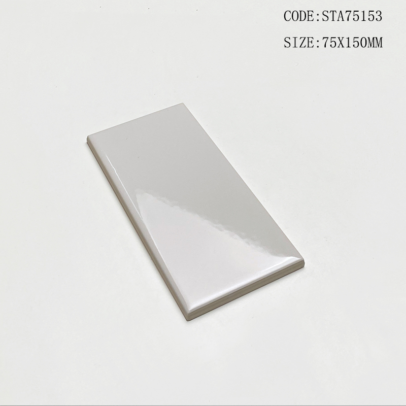 Viên gạch thẻ ceramic 75x150mm men bóng chụp chính diện