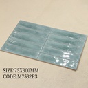 Gạch thẻ ceramic 75x300mm chụp chính diện trên nền trung tính
